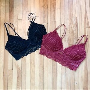 Auden 2 Longline Bralettes Burgundy/Black - XL